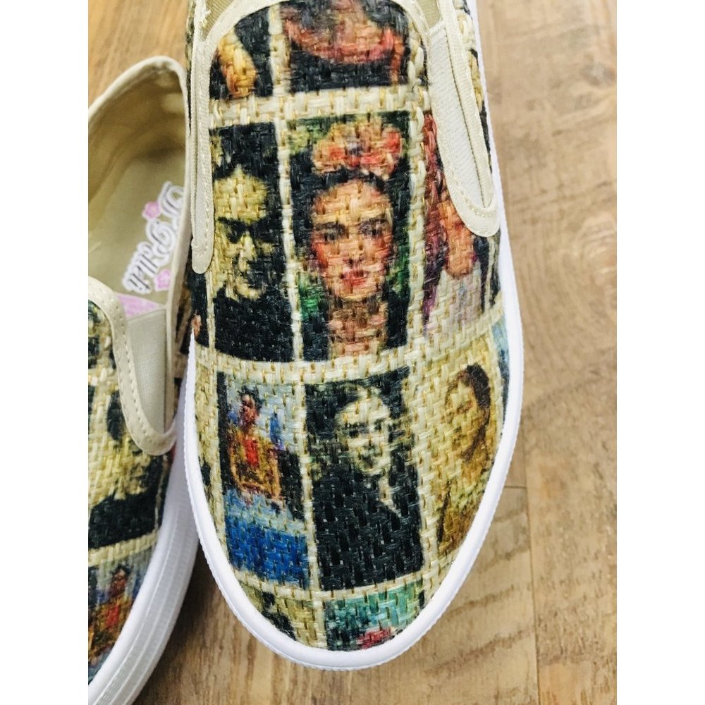 Frida Kahlo Famous Portraits Flat Slip-on Shoes - Picture 3 of 8